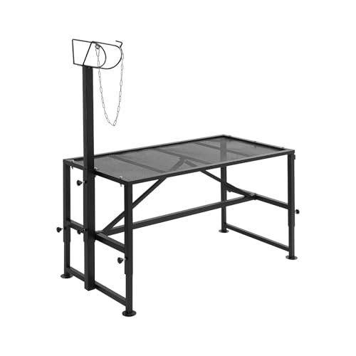 Milking Stand with a Ramp, Adjustable Milking Stand, Metal Goat Stand for Trimming Hooves 500 Lbs for Small Sheep and Goat