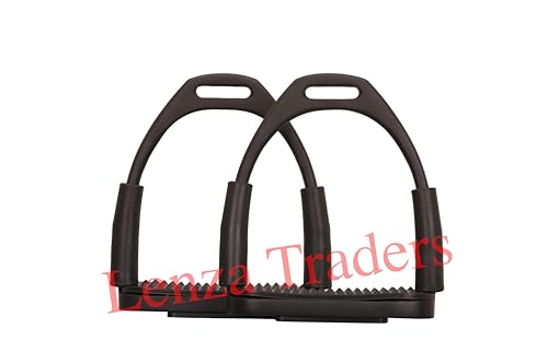 Black Matte Flexible Stirrups Safety Horse Riding Bendy Flex Irons S Steel, Flexible Safety Stirrups, Black Flexible English Bendy Horse Stirrups - size: 5" inch