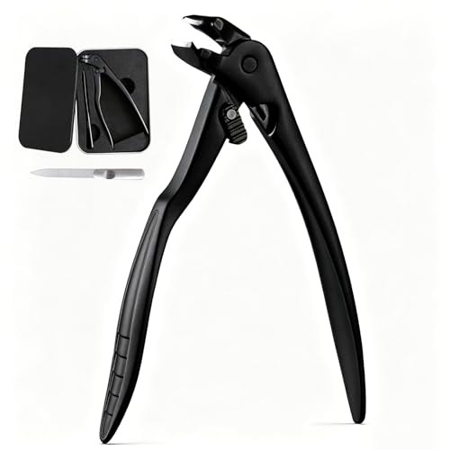 Toenail Clippers for Thick Nails, Nail Clippers with Catcher, Wide Jaw Opening, Safety Lock & Premium Metal Storage Case, Heavy Duty Stainless Steel Toenail Clippers for Seniors, Men & Women (Black) - color: Black