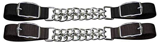 Showman Fully Adjustable Double Chain Nylon Curb Strap (Black) - color: Black