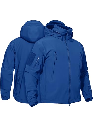 TACVASEN Men's Tactical Softshell Jacket Winter Soft Warm Fleece Lined - color: Blue, size: Medium