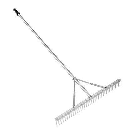 VEVOR Landscape Rake 36" Head Aluminum Landscape Rake 75" Long Handle | For Loosening Soil, Lawn Care, Weeding Lake, Garden, Extended Cleaning Reach, Effortless 3-Step Setup, Durable and Waterproof - size: 75 inch