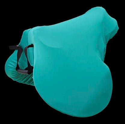 Majestic Ally English Saddle Cover with Adjustable Handle, 4-Way Stretch Spandex/Elastane Fabric, Multiple Colors (Turquoise) - color: Turquoise