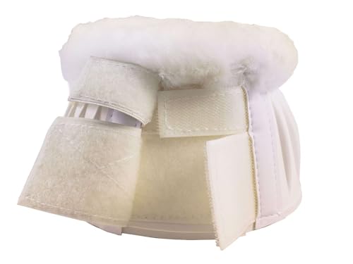 Derby Orginals Double Lock Horse Bell Boots with Sheepskin Trim White