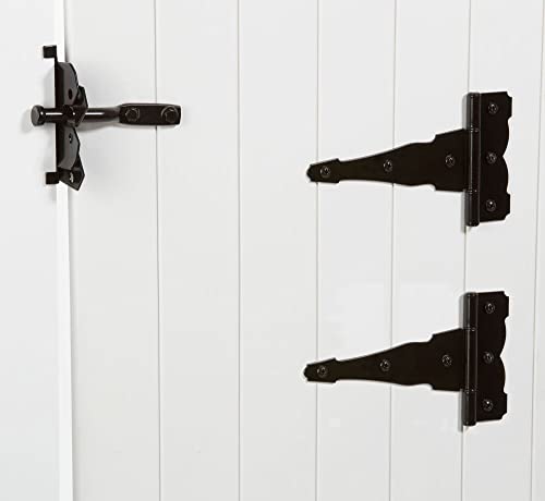 National Hardware N109-308 V8422 Deluxe Decorative T-Hinge Gate Kit Black Steel Finish Hinges with Latch Strike Pull for Wood Vinyl Metal Outdoor Fence Gates, 2 Count (Pack of 5) - size: Pack of 5