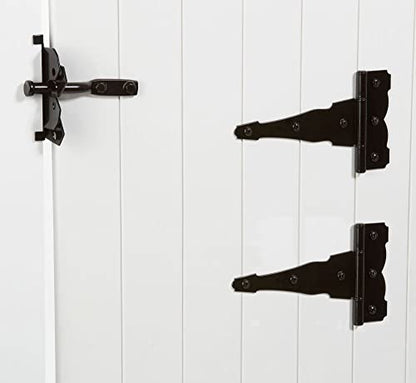 National Hardware N109-308 V8422 Deluxe Decorative T-Hinge Gate Kit Black Steel Finish Hinges with Latch Strike Pull for Wood Vinyl Metal Outdoor Fence Gates, 2 Count (Pack of 5) - size: Pack of 5
