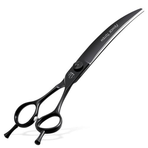 Dog Grooming Curved Scissors, 7.5 Inch, Japanese 440C Stainless Steel, 30° Arc Blade for Head, Face and Legs (7.5") - size: 7.5"