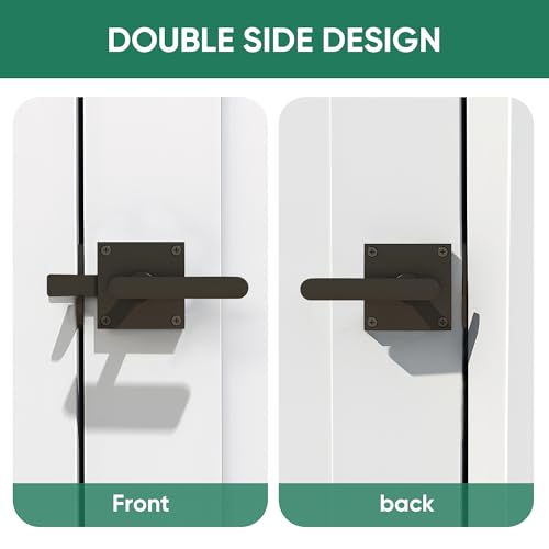 JUBEST Double Side Gate Latch, Heavy Duty Swinging Door Latch Gate Hardware for Right Inswing Outdoor Fence, Wooden Gates, Pool Gate, Backyard, Garden