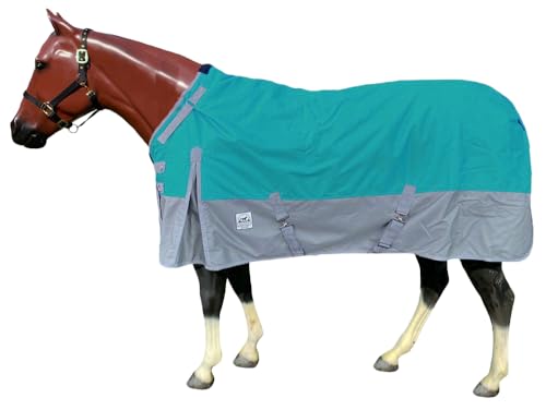 1200 Denier Waterproof Adjustable Neck Turnout Blanket - color: Teal, size: 78