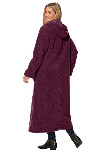 Woman Within Long Hooded Berber Fleece Coat | Women's Plus Size - color: Heather Charcoal, size: 5X