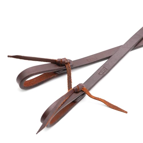 Jeffers Equine LuxeLeather Heavy Oiled Western Leather Horse Reins – Split, Laced & Roping Styles with Tie or Snap Ends for Riding & Training - size: 5/8" x 8'