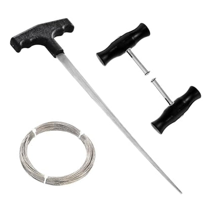 4PCS Windshield Removal Tool Kit, 65.6 Ft Car Windshield Glass Cutting Wire with Hook Tool & T-Handles, Professional Cut-Out Steel Wire Kit for Automotive Windscreen Removal