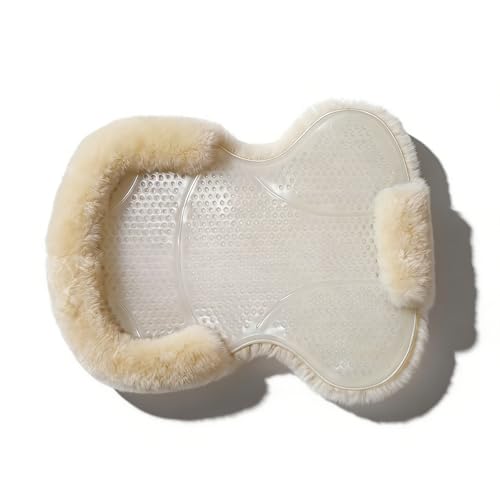 Wool &Silicone Saddle Pad, Comfortable and Breathable Wool Gel Equestrian Riding Saddle Pad, Anti-Slip with Double Shock Absorption, Universal English/Western Riding Saddle Pad - color: Transparent ivory white