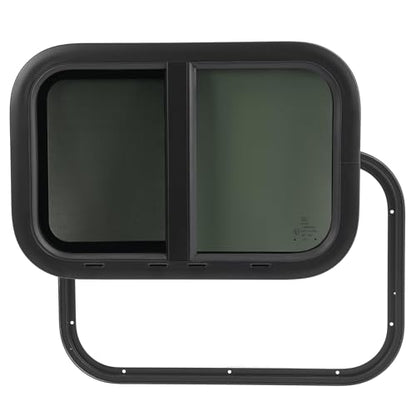 Wutist 21" W x 14" H RV Window Teardrop w/Trim Ring & Mesh Screen Tinted - size: 1Pcs
