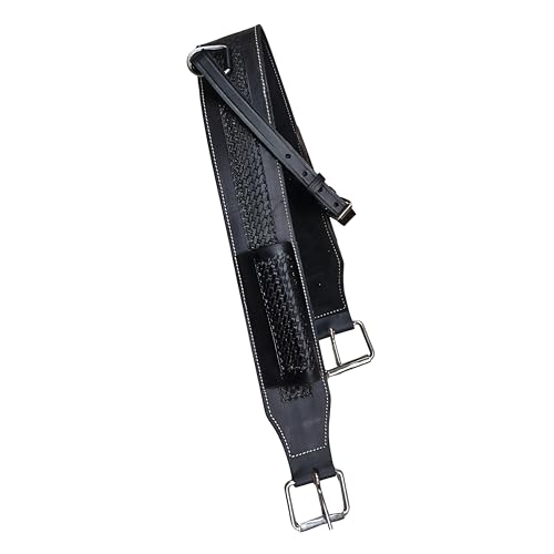 Hulara Western Carved Leather Rear Flank Back Saddle Girth Cinch Belt with Bucking Strap Comfytack |Premium Flank Cinch Belt Leather Horse Girth - color: Black