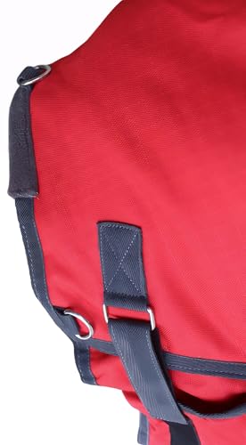 1200D Horse Turnout Blanket Waterproof, Breathable, Heavy-Weight Winter Blanket with 300g Fill, Ripstop Outer Shell - color: Grey/Red, size: 82 inches