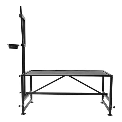 47 in Goat Milking Stand, 600 LBs Stand for Goat Milk and Sheep Trimming, Metal Goat Stand with Headpiece and Feeding Bin for Grooming, Shearing,and Milking (Black) - color: Black