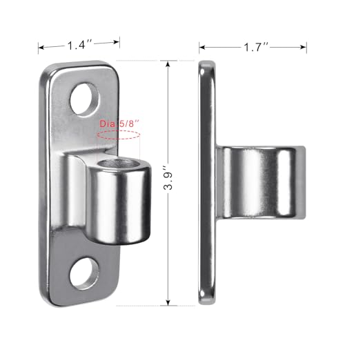 Insaga Heavy Duty 304 Stainless Steel Gate Hinges 2 Pcs, Wall Mount Hardware with 5/8" Pin, One-Piece Cast Hinge for Farm, Fence, Chain Link, Wooden & Metal Gates - color: Silver-SS-2Pcs-Hole
