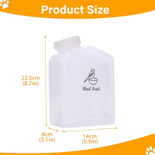 1.9Qt/1.8L Bird Seed Storage Container, Small Bird Food Container,Plastic Wild Bird Seeds Dispenser for Storing Sunflower Seed,BPA Free (Clear)