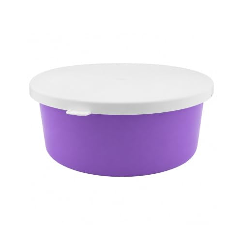Correct Connect Large 2.9 Gallon Horse Feed Storage Bowl with Snap Lid, Stackable Horse Feed Container for Feed, Treats and Supplements, BPA Free Food Safe Bucket (Purple) - color: Purple