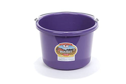Little Giant® Plastic Animal Feed Bucket | Round Plastic Feed Bucket with Metal Handle | Made in USA | 8 Quarts | Purple - color: Purple