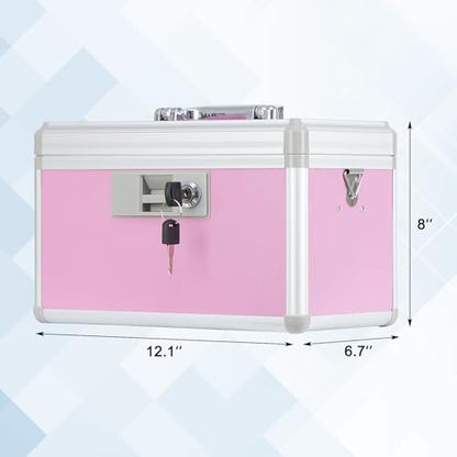 xydstay Medicine Lock Box, 12.2" x 7.9" x 7.5", Pink - size: 12.2x7.9x8.2 Inch (Pack of 1)