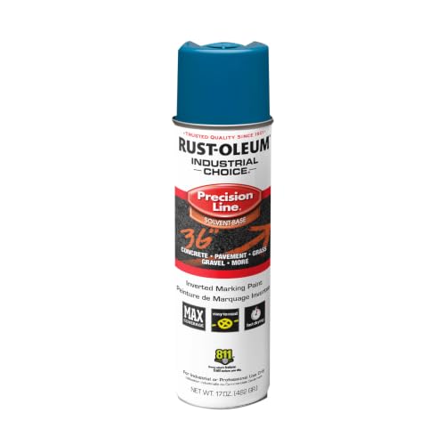 Rust-Oleum Inverted Marking Spray, Solvent-Based, APWA Caution Blue - color: APWA Caution Blue, size: 17 Ounce (Pack of 12)