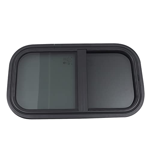 RV Window, Vertical Slide Teardrop Trailer Window with Mounting Trim Rings Set for RV Camper, Cargo, Horse Trailers Window Door Tempered Tinted Glass Replacement (12"W x 22"H, Vertical)