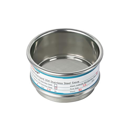 Full 304 Stainless Steel Mesh Sieve Screen, LVDALAB 80 Mesh (0.2mm) Aperture, 2.4inch(6CM) Dia Standard Sample Analysis Test Sieves Sifters Strainer for Industrial Laboratory Homes - size: 80 Mesh(0.2mm)/Ф2.4in(6CM)