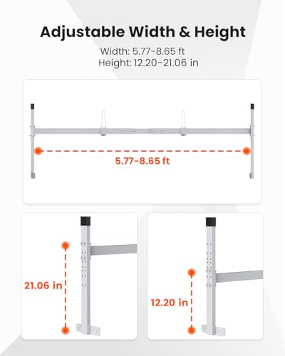 Ladder Rack for Trailer, Adjustable Roof Ladder Rack, 400 lbs Capacity | 5.77-8.65 ft Adjustable Length, Heavy-Duty Steel, Stopper Design, Fits Enclosed and Open Trailers, Sliver - color: Sliver