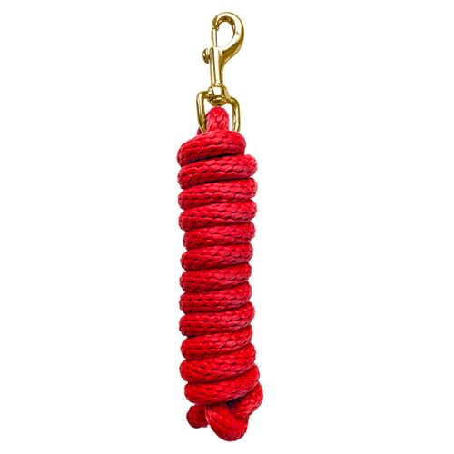 5/8" x 8' Nylon Horse Lead Rope with Cast Iron Hardware(Red) - color: Red