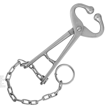 Heavy-Duty Bull Lead with Chain, 13.5" Chain, 7-3/4" Overall Length, Cattle Lead, Livestock Management, Animal Restraint, Bull Control, Bovine Handling, Farm Tools, Livestock Control