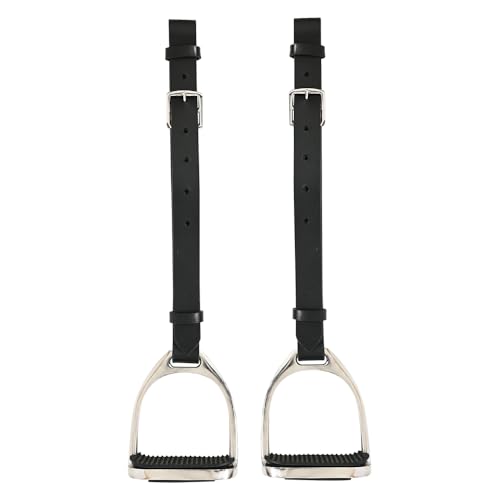 HILASON Horse Saddle Stirrups English Leather Pair Multicolored