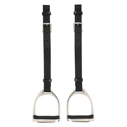HILASON Horse Saddle Stirrups English Leather Pair Multicolored