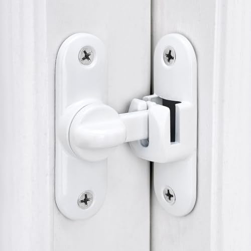White 90/180 Degree Barn Door Latches,Flip Gate Lock - color: White