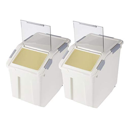 EonTone [2-Pack] 30 lbs Flour Storage Container, 25L Airtight Food Bin with Wheels BPA-Free - size: 25 Liters (pack of 2)