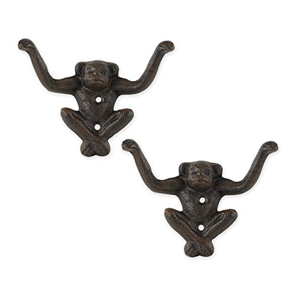 DII Cast Iron Decorative Wall Hook Set, Monkey, 2 Count - size: Monkey