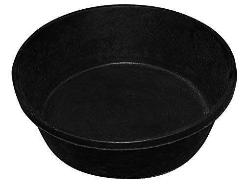 Rubber Pan (Black) Heavy Duty Rubber Utility Bucket for Feeding, Watering, & Storage (8 Quart) (Item No. RT00244)