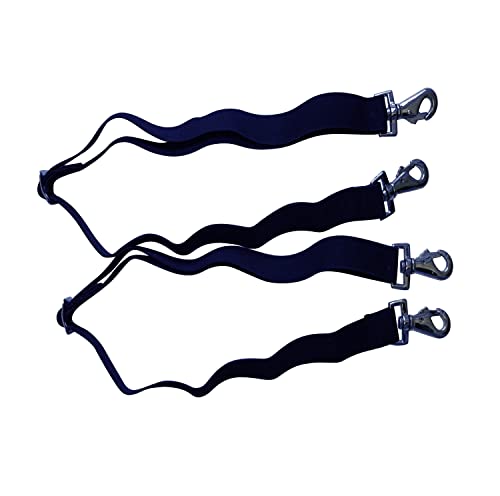 Majestic Ally Pack of 2 Adjustable length Horse Blanket Sheet Replacement Elastic Leg Strap with Double Swivel Snaps (Navy) - color: Navy