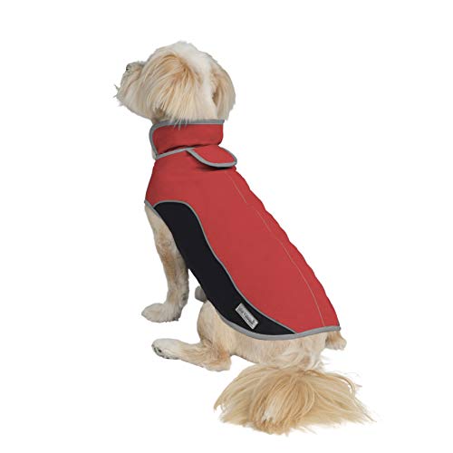 Jacket for All Dogs, Fleece-Lined, Waterproof Doggie Vest, Reflective Pet Parka (6800) (X-Small, Red and Black) - color: Red/Black, size: X-Small