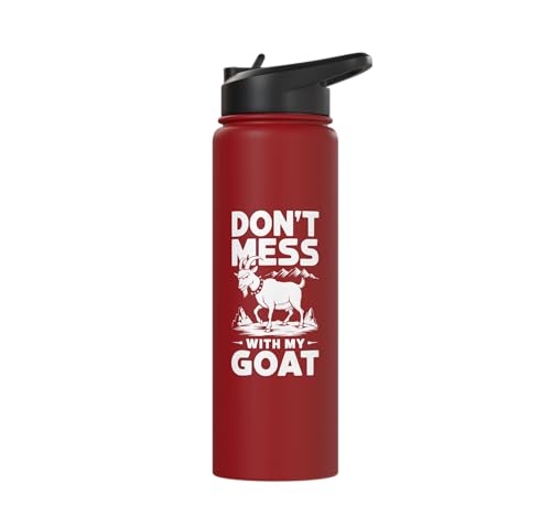 Don´t Mess With My Goat Cute Coat Pygmy Goat Farmer Stainless Steel Insulated Water Bottle - color: Red