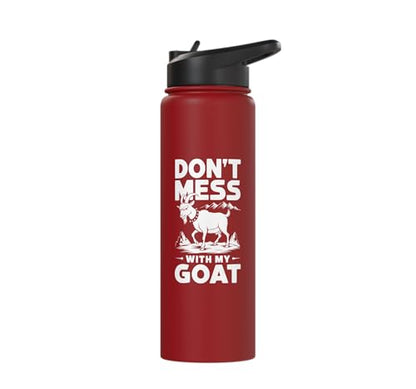 Don´t Mess With My Goat Cute Coat Pygmy Goat Farmer Stainless Steel Insulated Water Bottle - color: Red