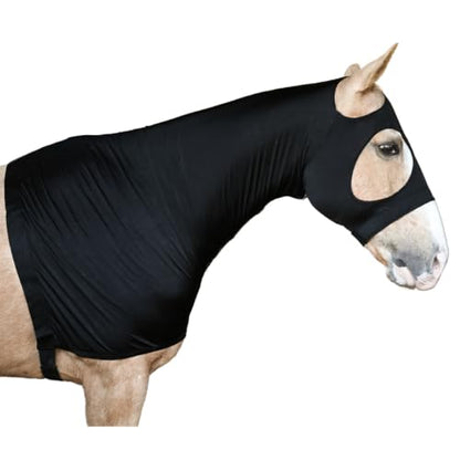 AJ Tack Full Zip Lycra Horse Hood, Black, S-XL Small - size: Small