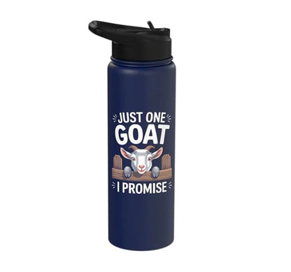 Just One Goat I Promise Cute Coat Pygmy Goat Farmer Stainless Steel Insulated Water Bottle - color: Navy Blue