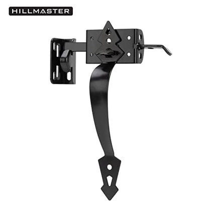 Thumb Gate Latch for Wooden Fence, Self Closing Gate Fence Latch with Decorative Handle, Heavy Duty Door Latch Gate Lock Hardware Kit for Outdoor Garden, Pool, Metal Gate, Vinyl Fence, Black Finish