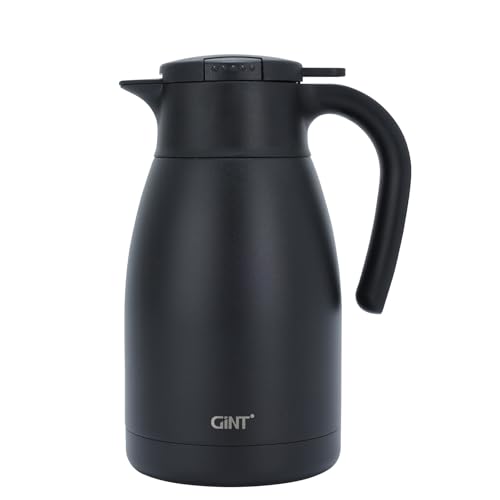 GiNT 51Oz Stainless Steel Thermal Coffee Carafe with Lid/Double Walled Vacuum Thermal Carafe / 12 Hour Heat Retention (Black, 1.5L) - color: Black, size: 50.7 Ounces