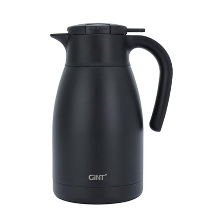 GiNT 51Oz Stainless Steel Thermal Coffee Carafe with Lid/Double Walled Vacuum Thermal Carafe / 12 Hour Heat Retention (Black, 1.5L) - color: Black, size: 50.7 Ounces