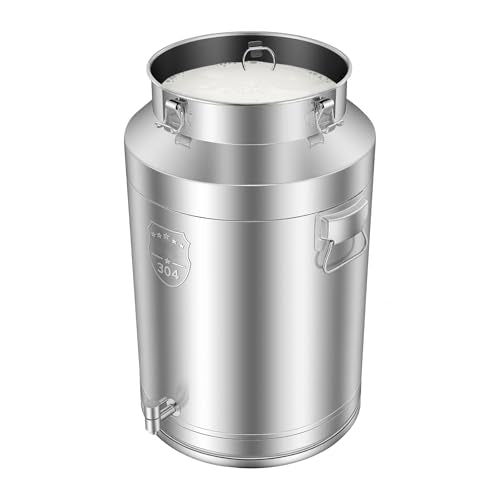 304 Stainless Steel Milk Can, Strong Sealed Lid, Faucet (76.0, Liters) | Multi-Functional Use, Four-Point Tight Locking Latch; For Home Milk Shop Restaurant, To Hold Grains Milk Water