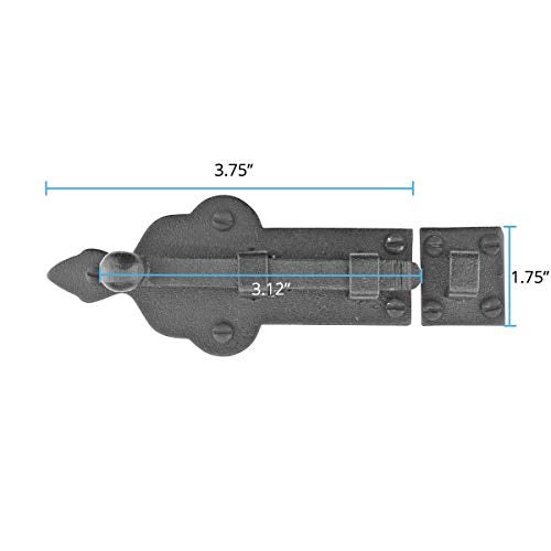 Renovators Supply Manufacturing Slide Bolt Latch 3 3/4 in. Black Wrought Iron Ball Tip Style Slide Bolt with Mounting Hardware Pack of 2 - size: Pack of 2, style: 3.75 inch - Ball Tip