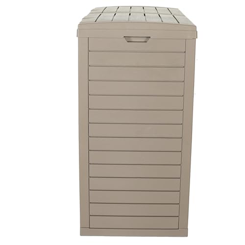 BTEXPERT Set of 2, 62 Gallon Outdoor Garbage Trash Can, Waterproof Resin Double Lid Drip Tray, Outside Trash Bin for Hideaway Patio Waste, Kitchen, Backyard, Deck, Pool Gray - size: Set of 2